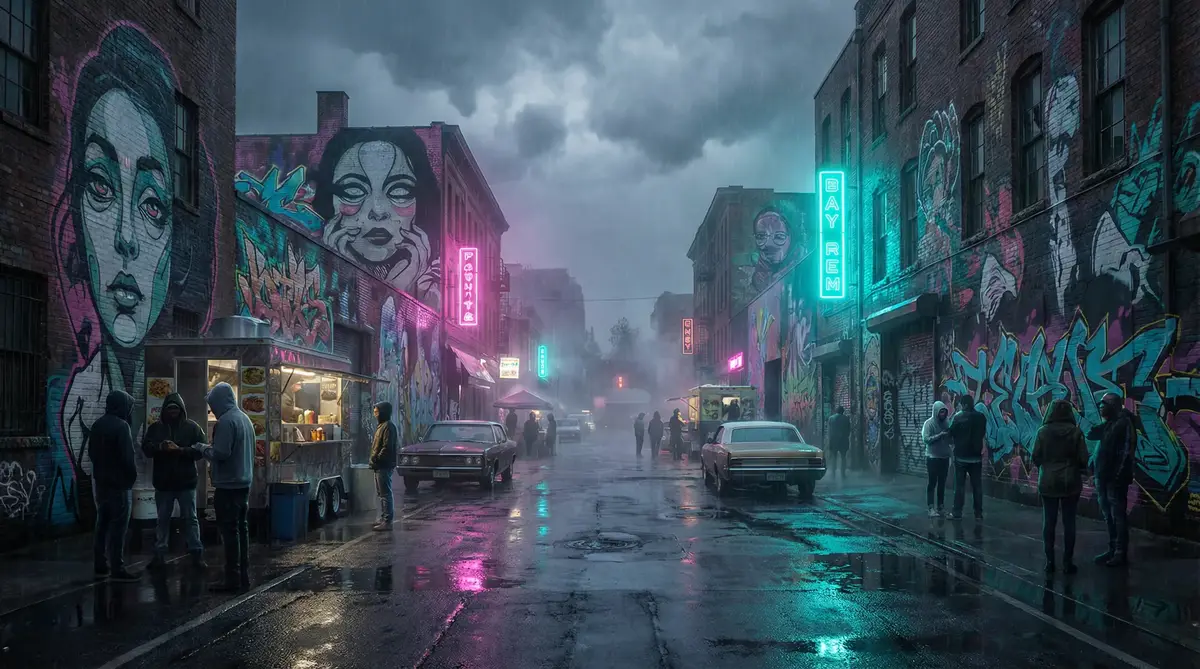 河南反腐 - 雨夜壁画街